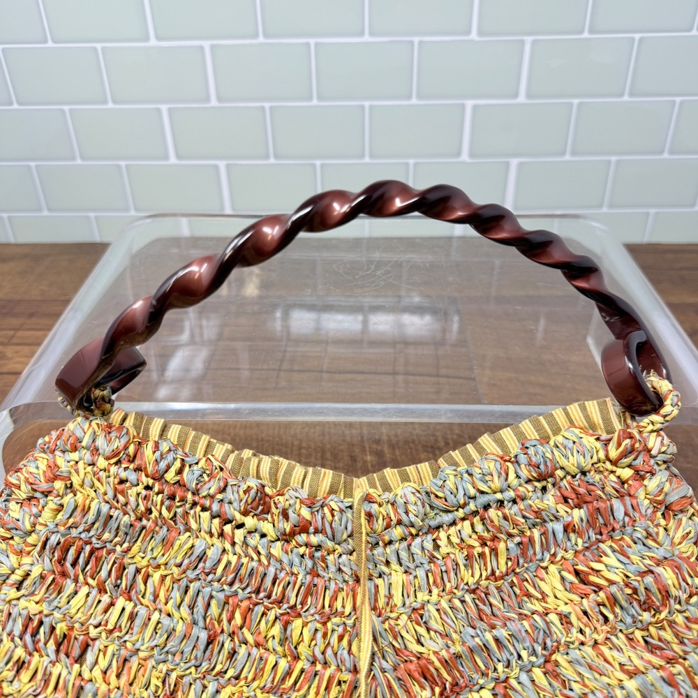 Jamin Puech Vintage Woven Raffia Top Handle Bag Boho Coastal Grandma - Picture 5 of 16